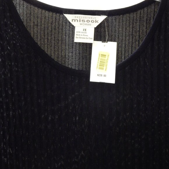 Exclusively Misook Woman Navy Knit Tank Top In Size 1X (New) - Picture 3 of 3